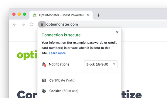 Um site protegido por SSL e HTTPS