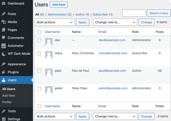 Visualize e gerencie todos os usuários em seu site WordPress