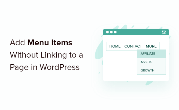 Adicionar itens de menu do WordPress sem links