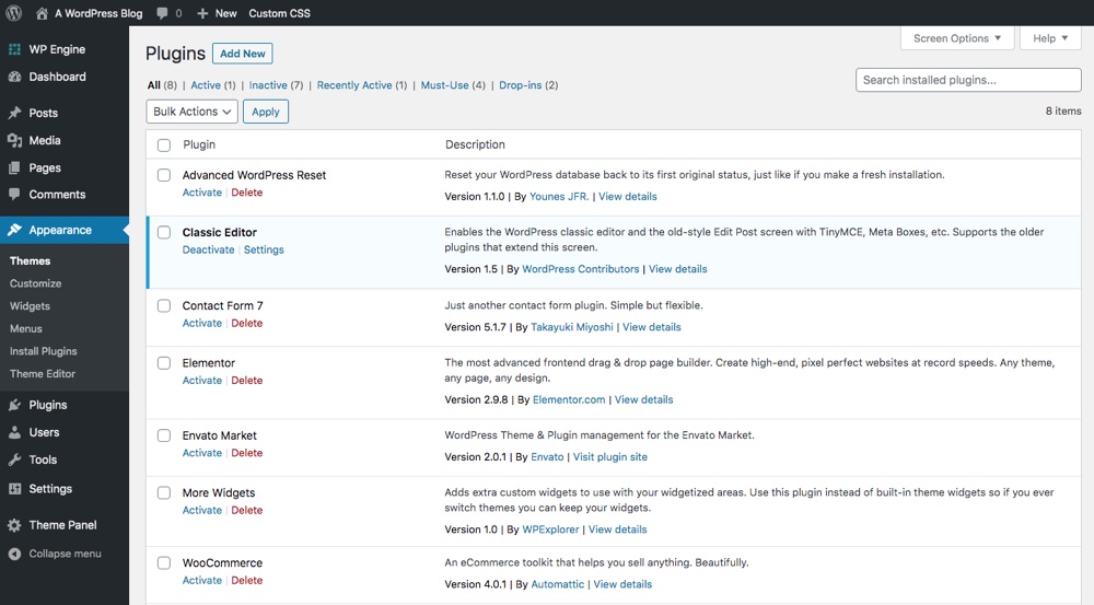 Painel do WordPress: Plugins do WordPress