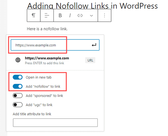 A opção de atributo nofollow adicionada pelo All-in-One SEO