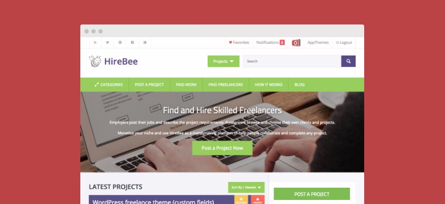 Tema do quadro de empregos do HireBee Crowdsource