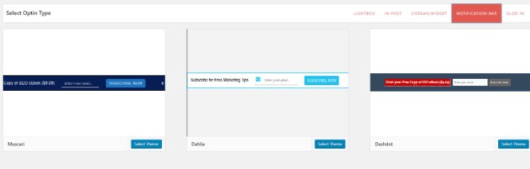 Revisão do MailOptin: categorias