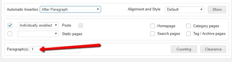 Configurações do Insersor de Anúncios