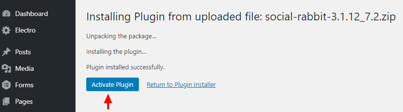 ativando o plug-in coelho social
