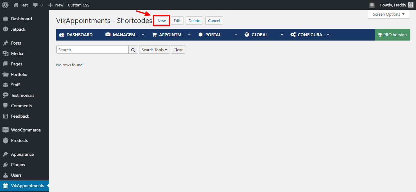 adicionando novo código de acesso em vikappointments