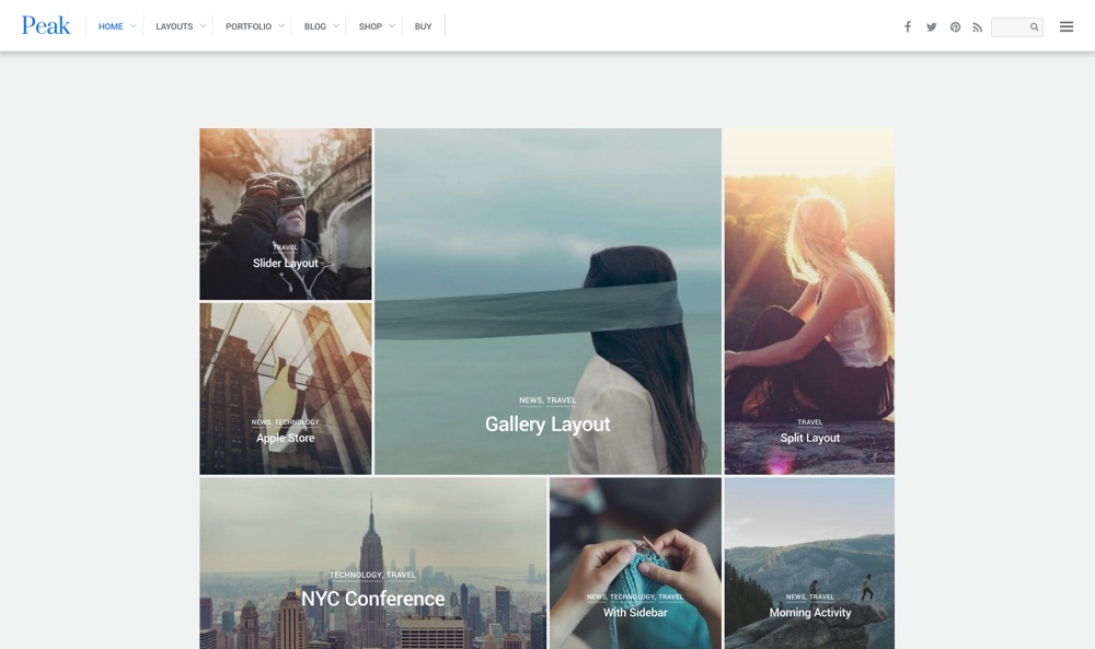Tema WordPress Peak Masonry Grid Blog
