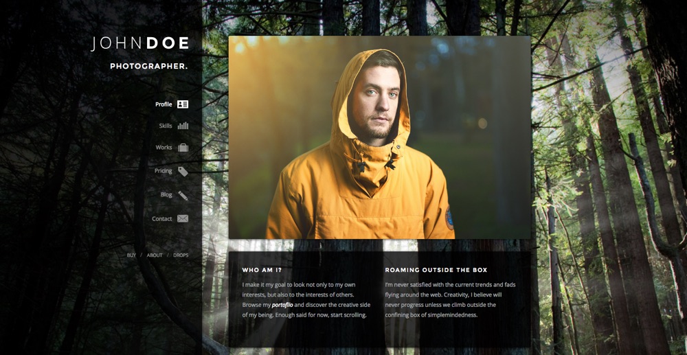 Selfless Um tema WordPress VCard de uma página