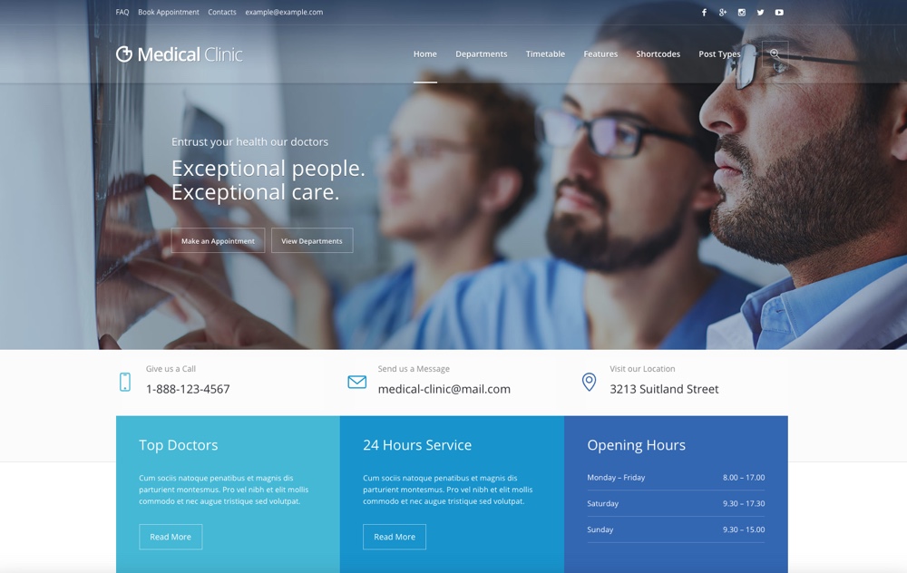 Clínica médica - Tema WordPress de saúde e médico médico