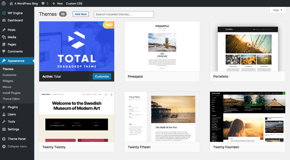 Painel do WordPress: Temas do WordPress