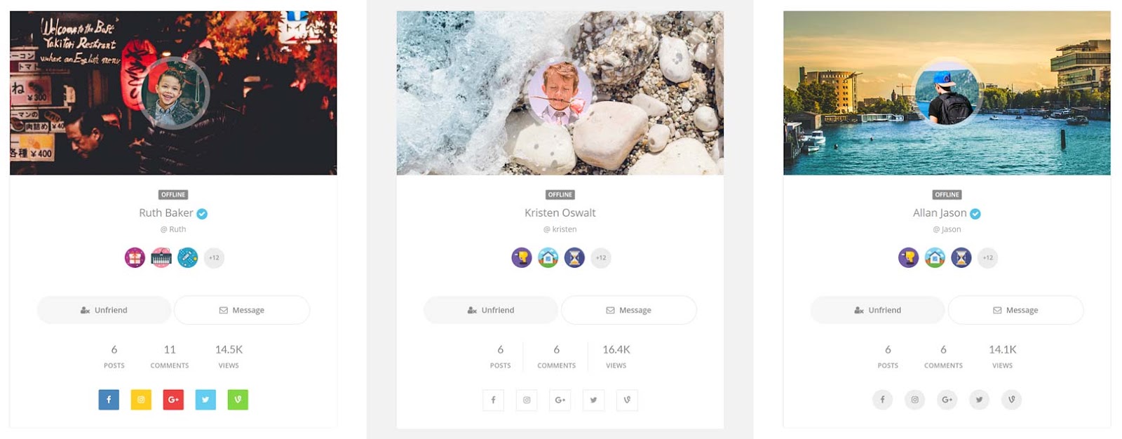 Widgets de perfil Youzer
