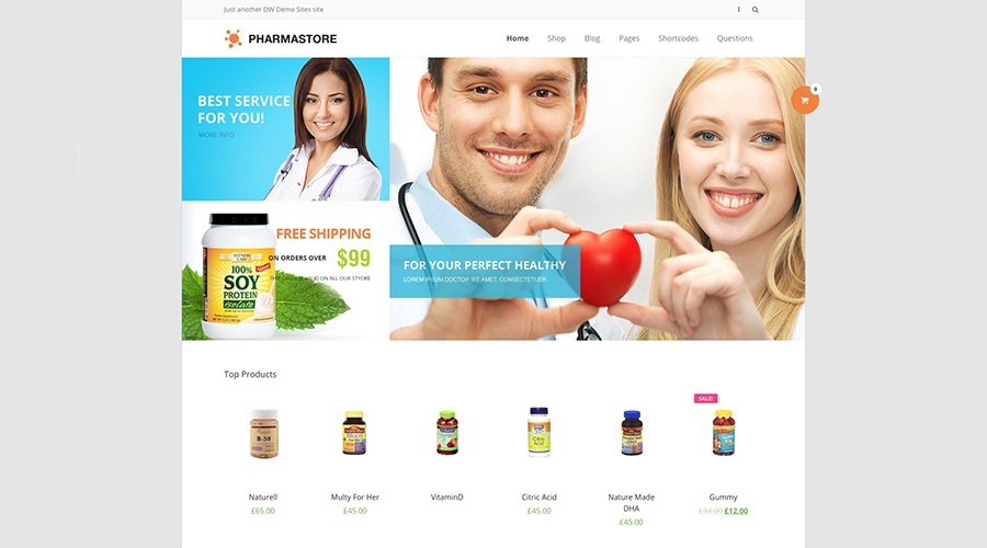 DW PharmaStore - Tema WP eCommerce