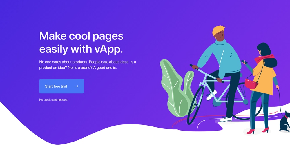 Tema da página de destino do aplicativo WordPress vApp