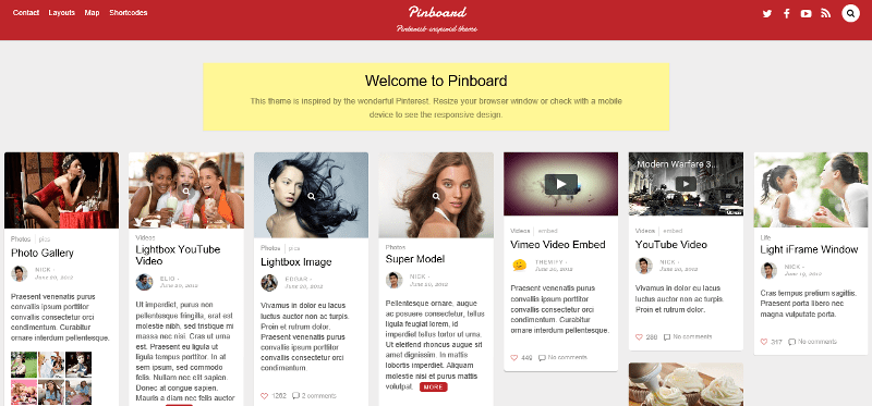O tema Pinboard.