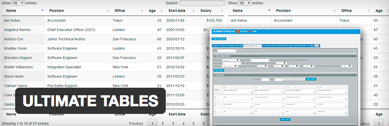 Plugin WordPress grátis para Ultimate Tables