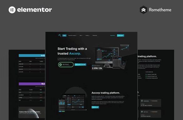 Axcorp - Trading investimento - Template Elementor